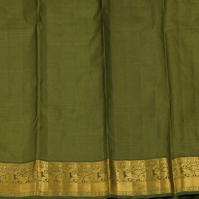 Hayagrivas Handloom Aqua Blue Kanjivaram Silk Saree with Olive Green Border KBE293E7-1