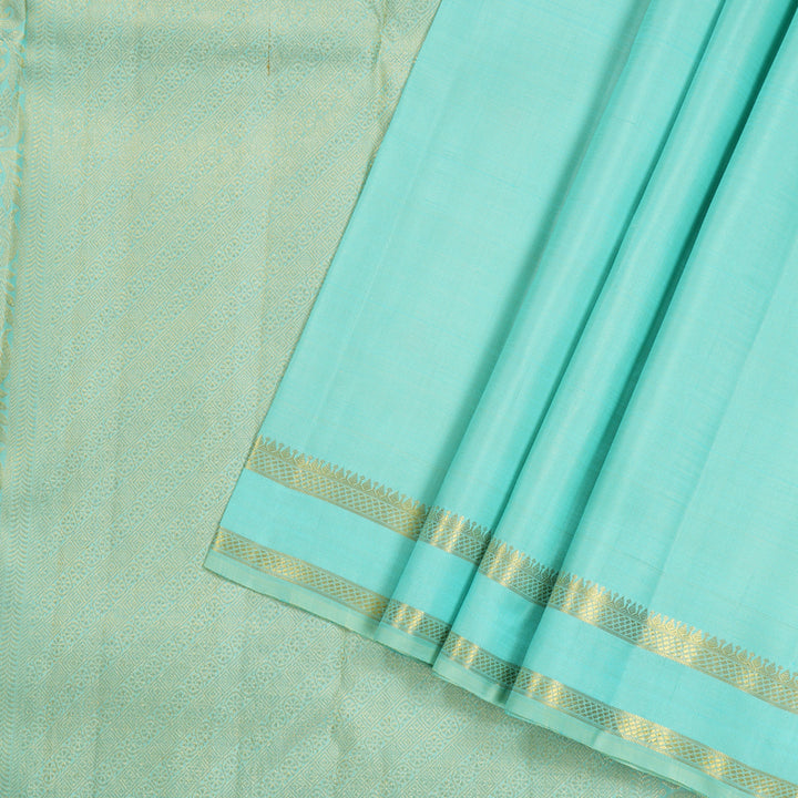 Hayagrivas Light Sky Blue Handloom Kanjivaram Silk Saree KBE293E8-1