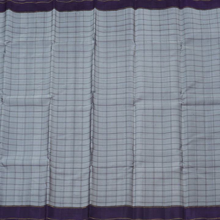 Hayagrivas Grey Handloom Kanjivaram Silk Saree with Dark Blue Border KBE293E9-1