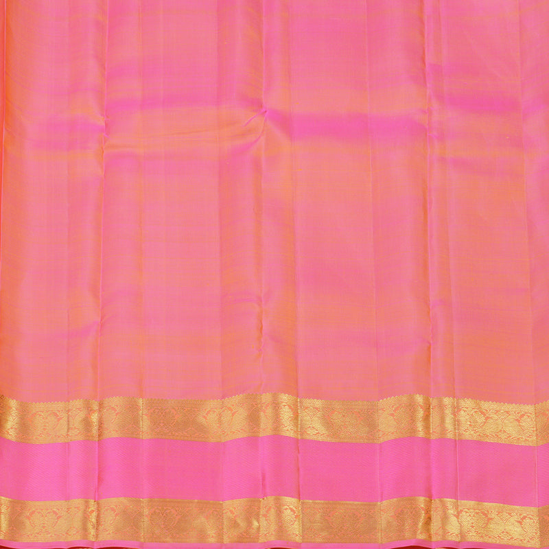 Hayagrivas Handloom Kanjivaram silk saree in Lemon yellow with baby pink contrast Retta pet border KBE294E1-1