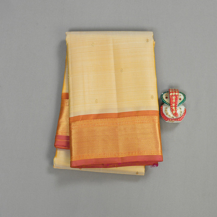 Hayagrivas handloom kanjivaram silk saree in Sandal yellow with dual tone Korvai KBE297E3-1