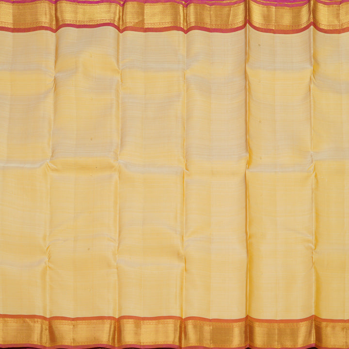 Hayagrivas handloom kanjivaram silk saree in Sandal yellow with dual tone Korvai KBE297E3-1