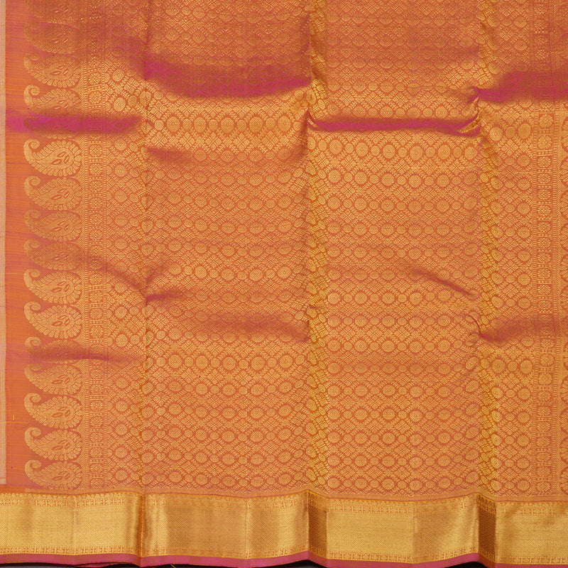 Hayagrivas handloom kanjivaram silk saree in Sandal yellow with dual tone Korvai KBE297E3-1