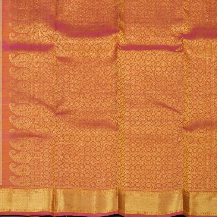 Hayagrivas handloom kanjivaram silk saree in Sandal yellow with dual tone Korvai KBE297E3-1