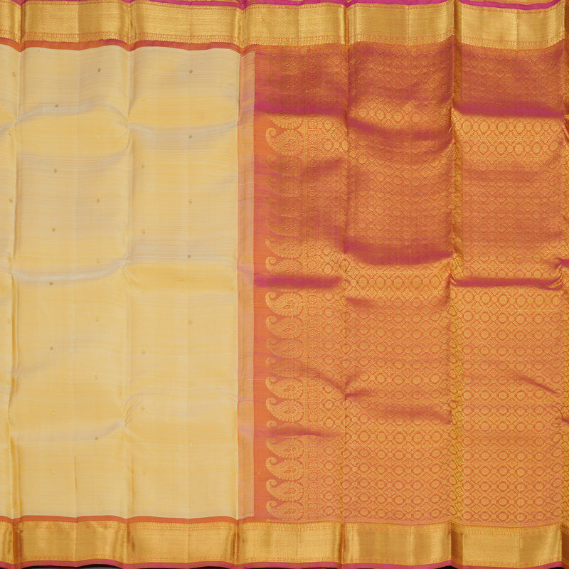 Hayagrivas handloom kanjivaram silk saree in Sandal yellow with dual tone Korvai KBE297E3-1