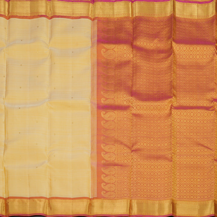 Hayagrivas handloom kanjivaram silk saree in Sandal yellow with dual tone Korvai KBE297E3-1