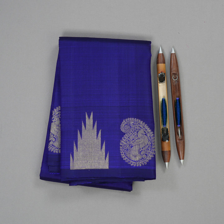 Hayagrivas Handloom Pure Kanjivaram Silk Saree in Stunning Blue KBE297E5-2