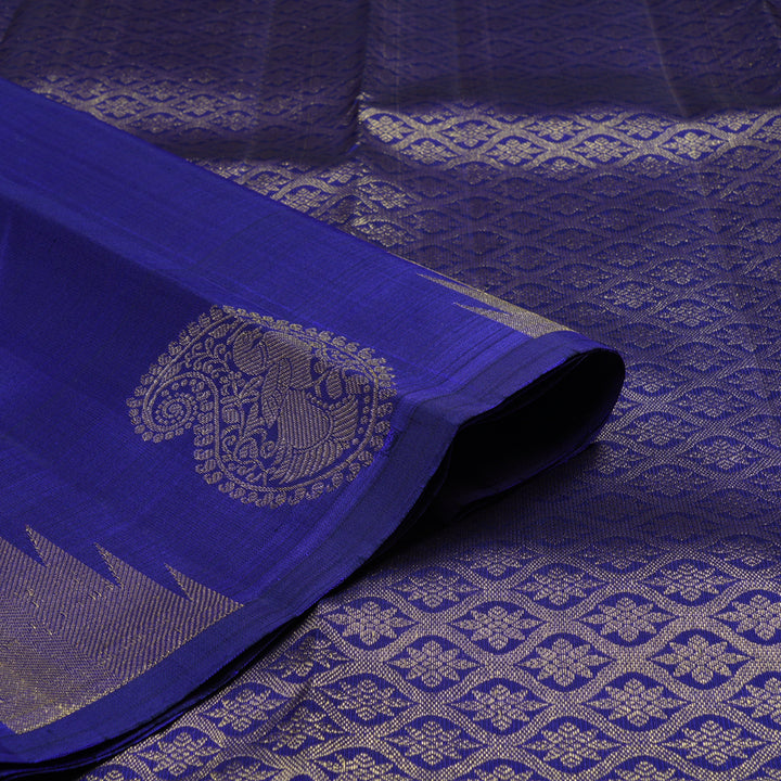 Hayagrivas Handloom Pure Kanjivaram Silk Saree in Stunning Blue KBE297E5-2