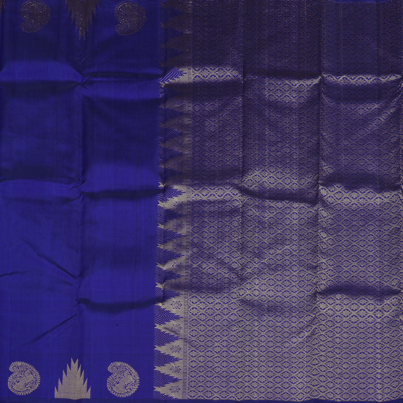 Hayagrivas Handloom Pure Kanjivaram Silk Saree in Stunning Blue KBE297E5-2
