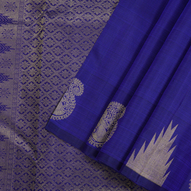 Hayagrivas Handloom Pure Kanjivaram Silk Saree in Stunning Blue KBE297E5-2