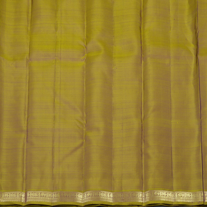 Hayagrivas Handloom Kanjivaram Silk Saree in Dark Purple with Sampanga Yellow KBE299E1-3