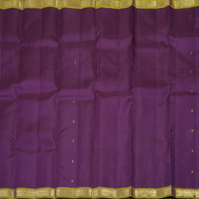 Hayagrivas Handloom Kanjivaram Silk Saree in Dark Purple with Sampanga Yellow KBE299E1-3