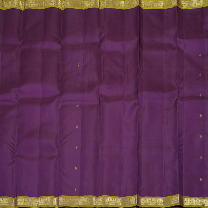 Hayagrivas Handloom Kanjivaram Silk Saree in Dark Purple with Sampanga Yellow KBE299E1-3