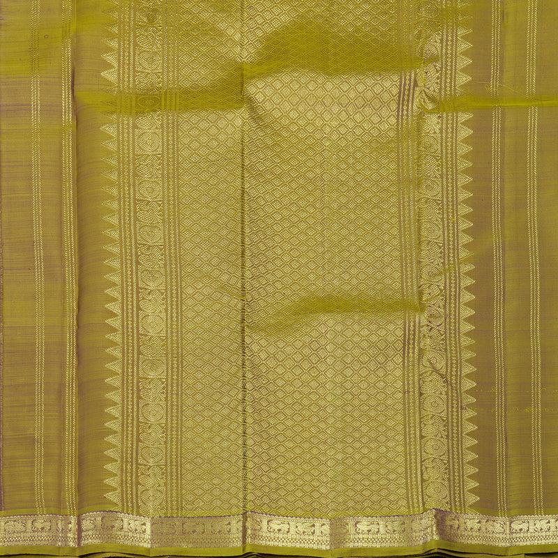 Hayagrivas Handloom Kanjivaram Silk Saree in Dark Purple with Sampanga Yellow KBE299E1-3