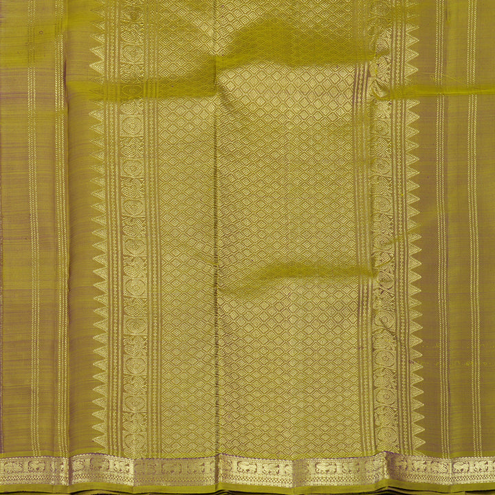Hayagrivas Handloom Kanjivaram Silk Saree in Dark Purple with Sampanga Yellow KBE299E1-3