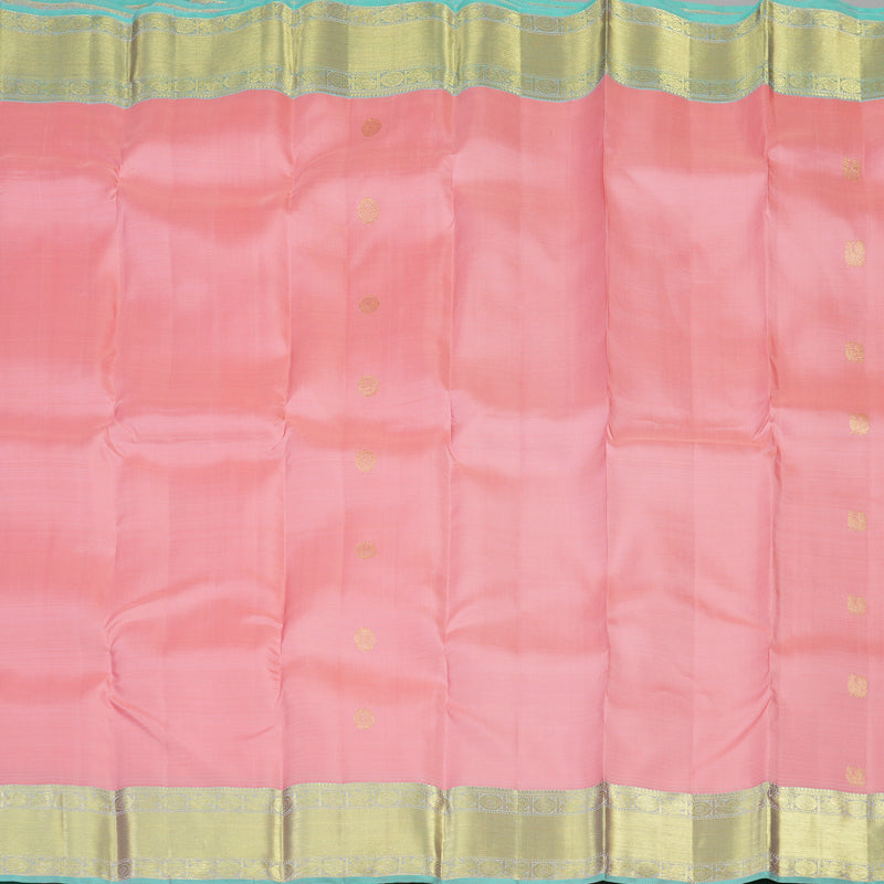 Hayagrivas Handloom Pure Kanjivaram Silk Saree in Glowing Peach Pink KBE299E3-5