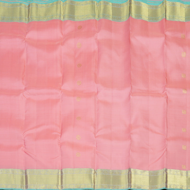 Hayagrivas Handloom Pure Kanjivaram Silk Saree in Glowing Peach Pink KBE299E3-5