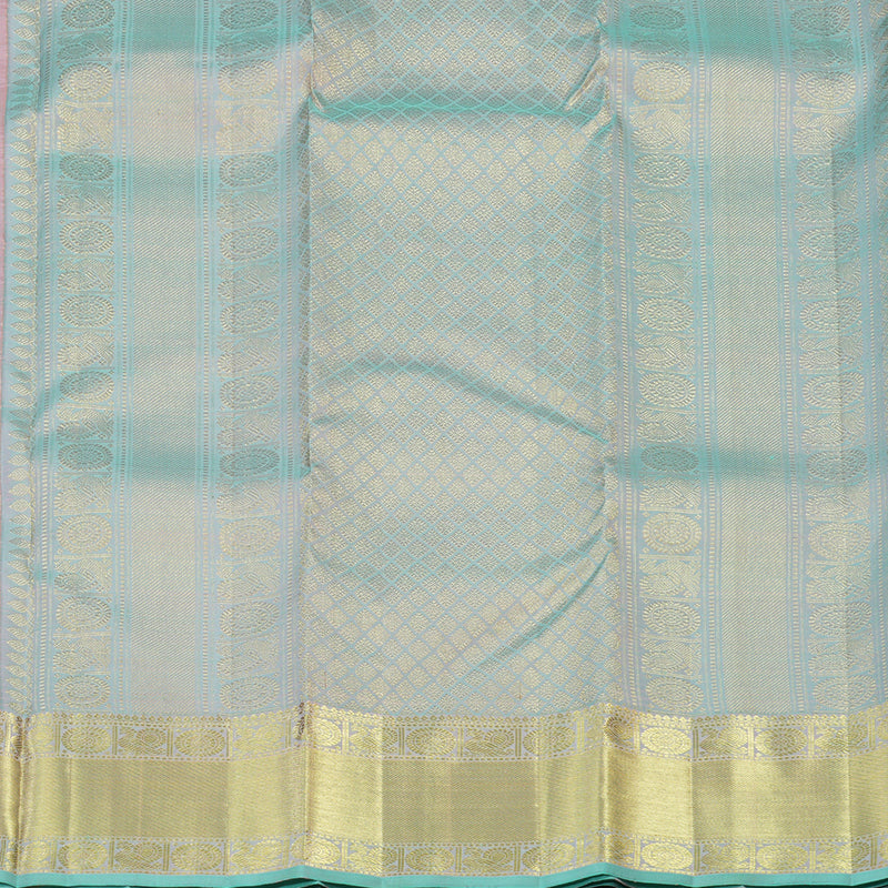 Hayagrivas Handloom Pure Kanjivaram Silk Saree in Glowing Peach Pink KBE299E3-5