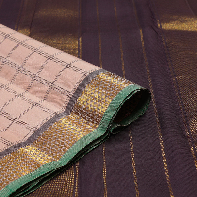Hayagrivas Handloom Pure Kanjivaram Silk Saree in Graceful Light Peach Pink KBE299E4-2
