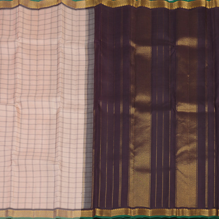 Hayagrivas Handloom Pure Kanjivaram Silk Saree in Graceful Light Peach Pink KBE299E4-2