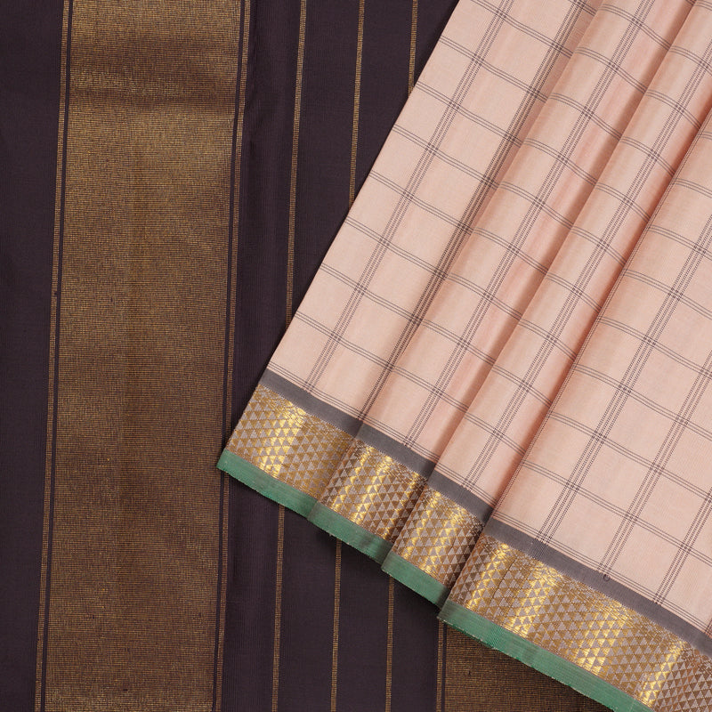 Hayagrivas Handloom Pure Kanjivaram Silk Saree in Graceful Light Peach Pink KBE299E4-2