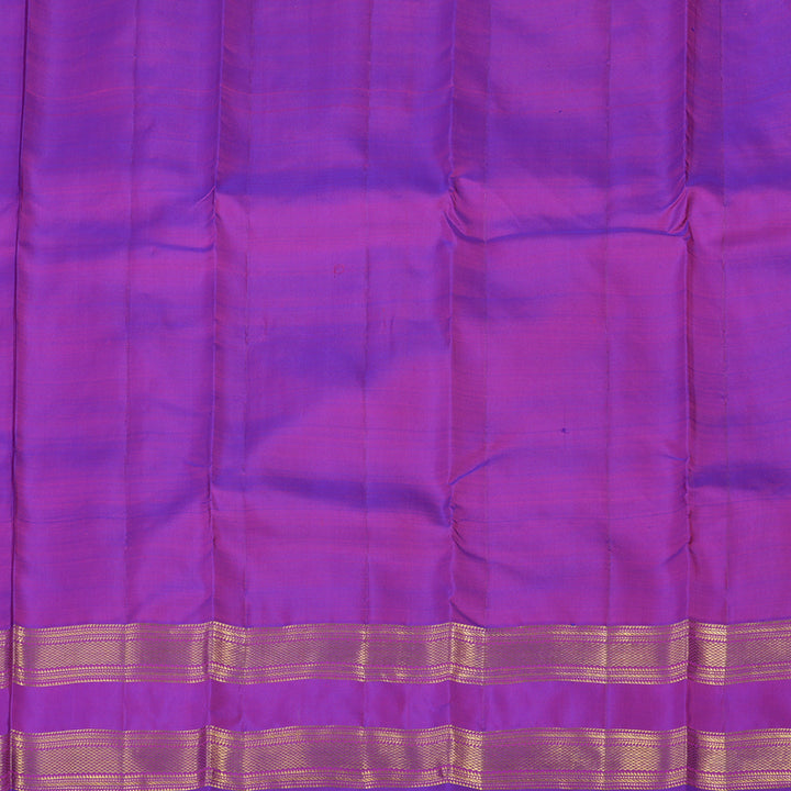 Hayagrivas Handloom Kanjivaram silk saree in Orangish pink with purple Retta pet KBE299E5-2