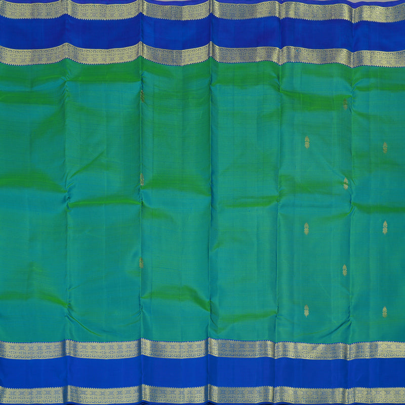 Hayagrivas Handloom Kanjivaram silk saree in Sea green with blue contrast Retta pet border KBE299E5-5