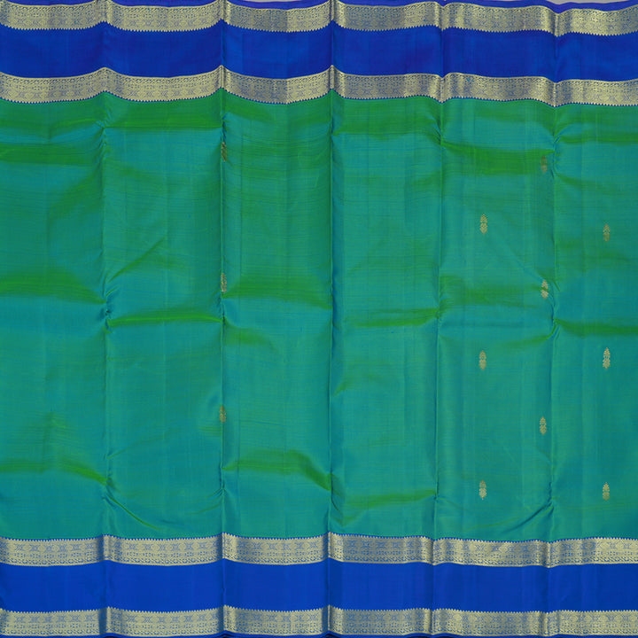 Hayagrivas Handloom Kanjivaram silk saree in Sea green with blue contrast Retta pet border KBE299E5-5