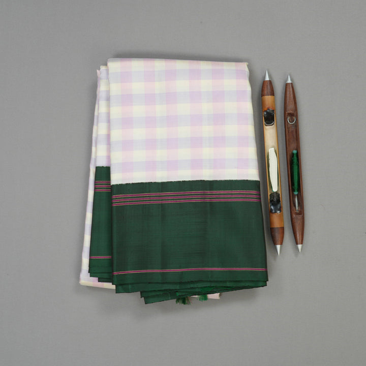 Hayagrivas Handloom Multicolour Kanjivaram Silk Saree with Bottle Green Border KBE29D1-1