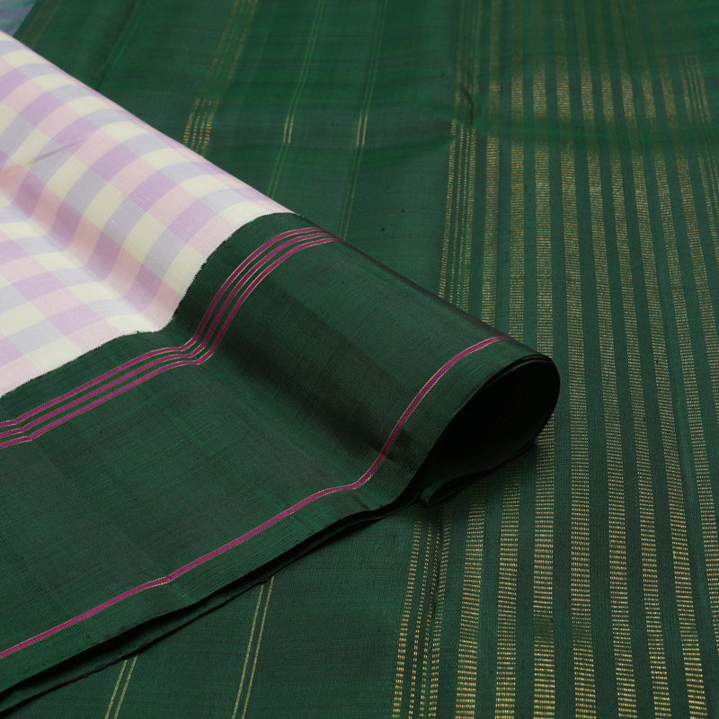 Hayagrivas Handloom Multicolour Kanjivaram Silk Saree with Bottle Green Border KBE29D1-1