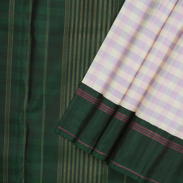Hayagrivas Handloom Multicolour Kanjivaram Silk Saree with Bottle Green Border KBE29D1-1