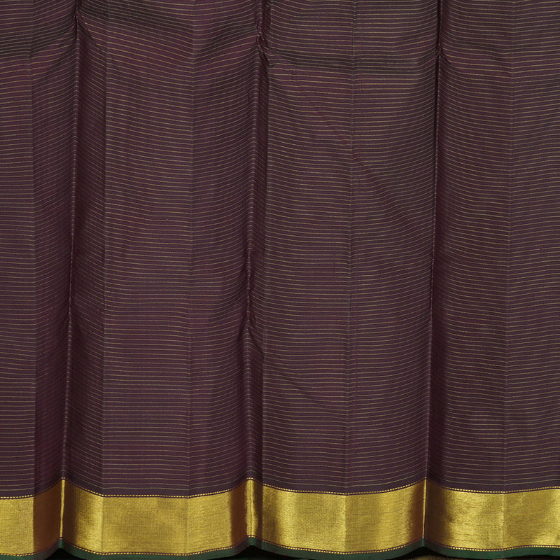 Hayagrivas Handloom Dark Brown Kanjivaram Silk Saree with Green Border KBE300E4-1