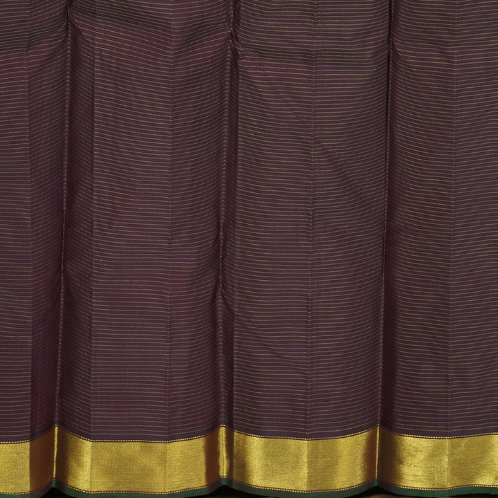 Hayagrivas Handloom Dark Brown Kanjivaram Silk Saree with Green Border KBE300E4-1