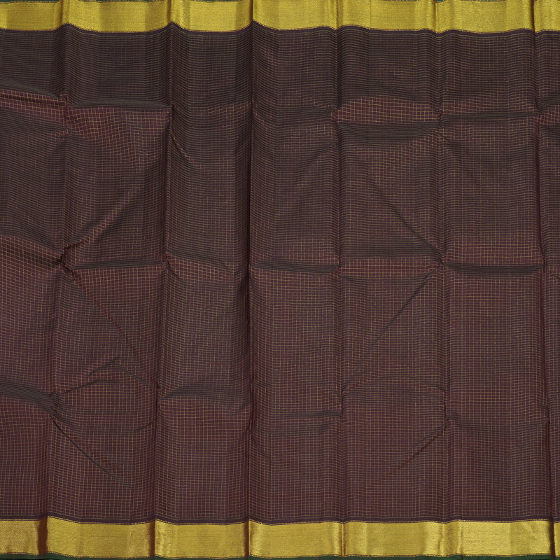 Hayagrivas Handloom Dark Brown Kanjivaram Silk Saree with Green Border KBE300E4-1
