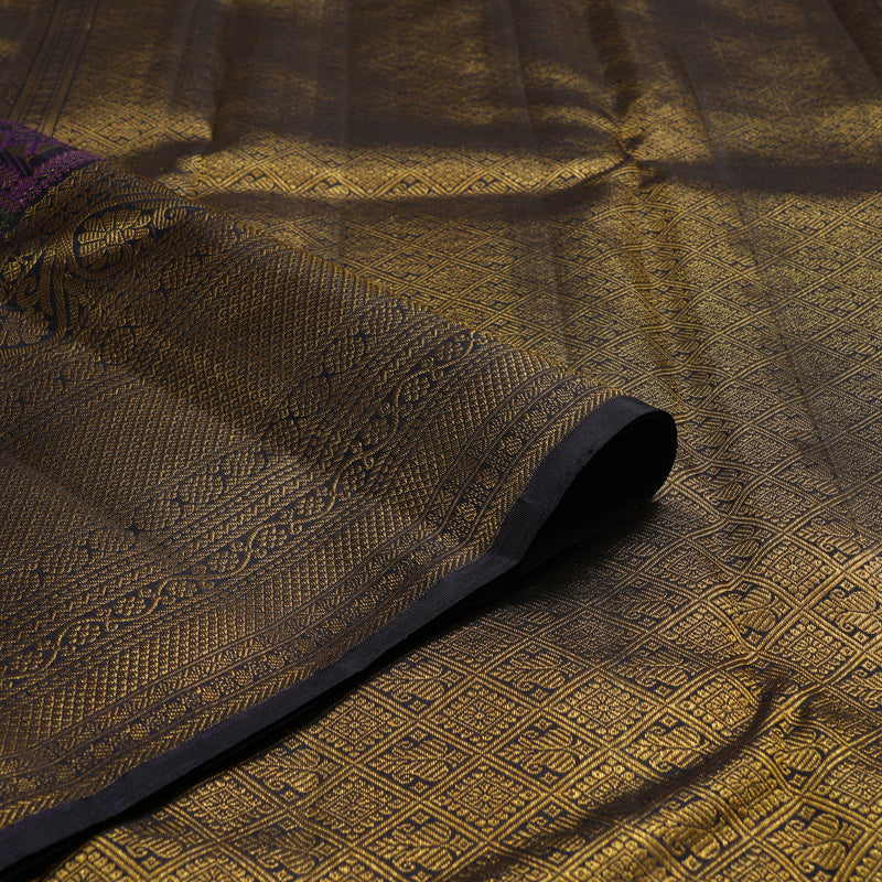 Hayagrivas Handloom Kanjivaram silk saree in Multicolour with Black Paalum pazhamum KBE302E9-1