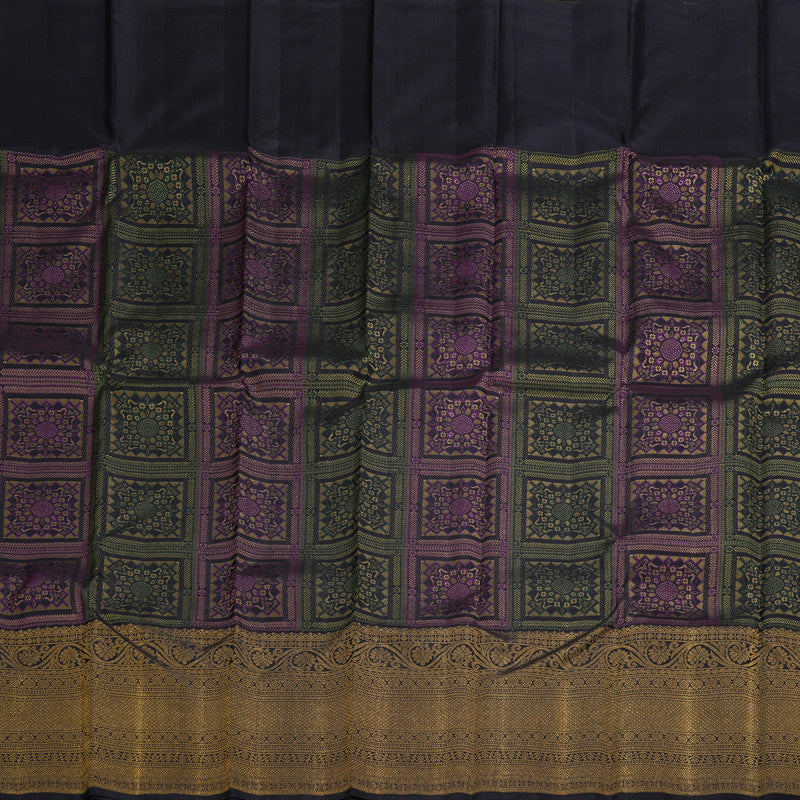 Hayagrivas Handloom Kanjivaram silk saree in Multicolour with Black Paalum pazhamum KBE302E9-1