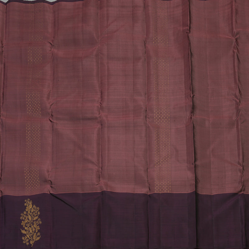 Hayagrivas Handloom Kanjivaram silk saree in Rosewood pink with dark brown KBE303E18-1