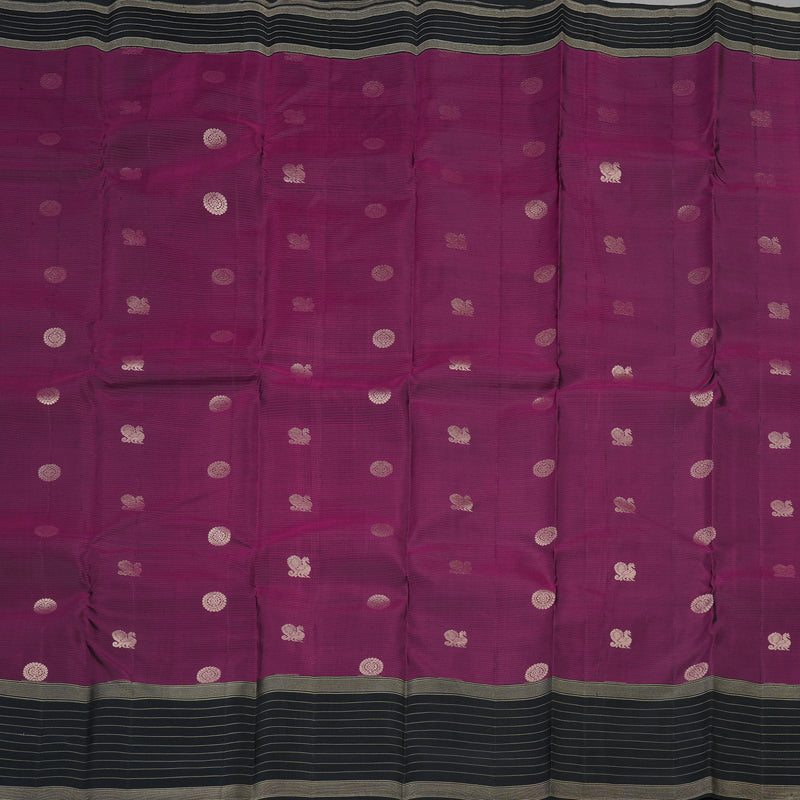Hayagrivas Handloom Kanjivaram silk saree in Dark Purple with Black KBE304E10-2