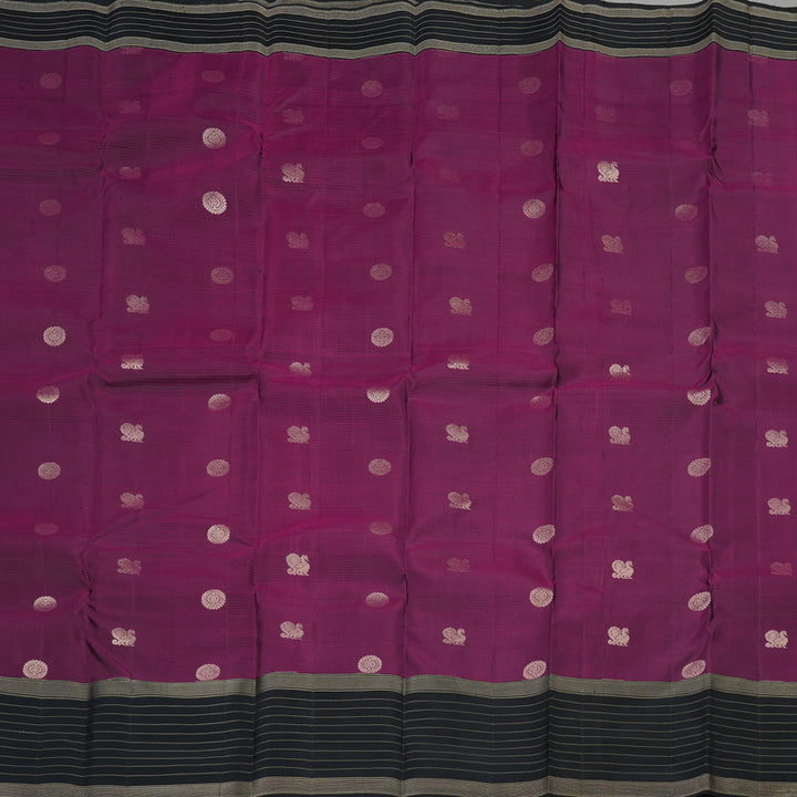 Hayagrivas Handloom Kanjivaram silk saree in Dark Purple with Black KBE304E10-2