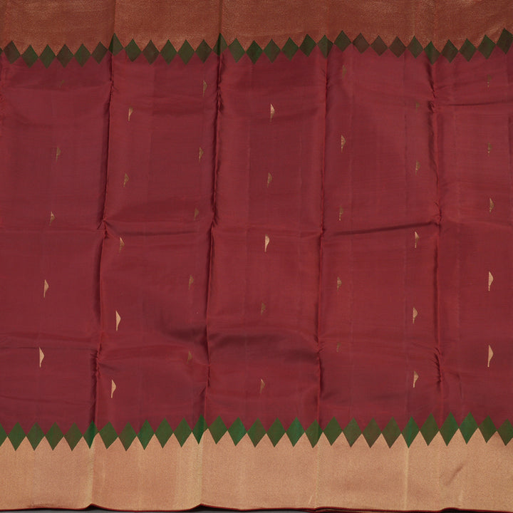 Hayagrivas Handloom Araku Maroon Kanjivaram Silk Saree with Gold Border KBE304E12-1