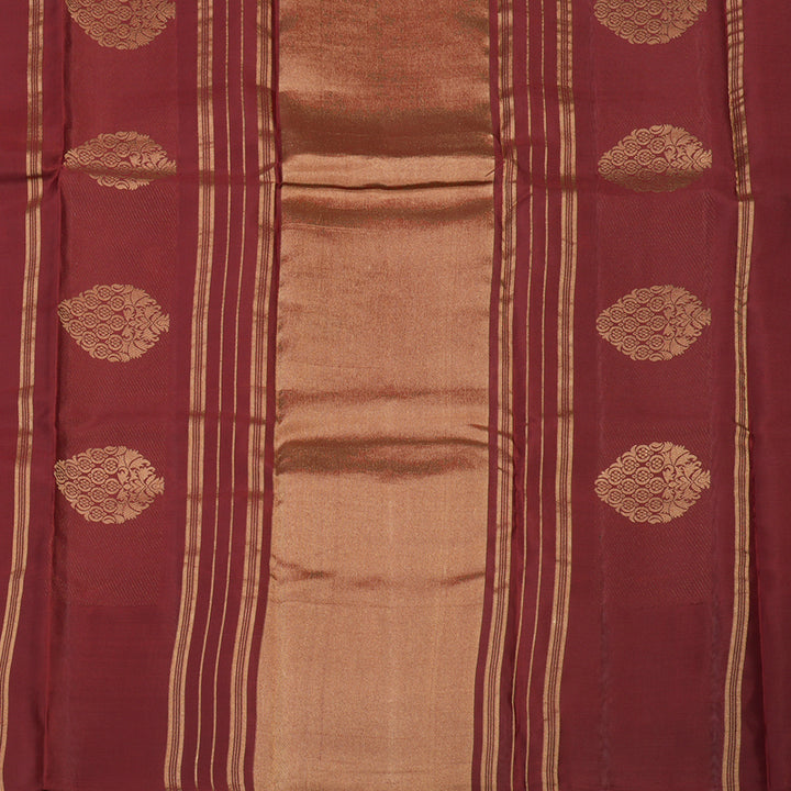 Hayagrivas Handloom Araku Maroon Kanjivaram Silk Saree with Gold Border KBE304E12-1