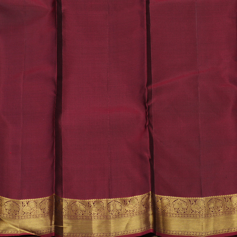 Hayagrivas handloom kanjivaram silk saree in bottle green with wine maroon KBE304E19-1