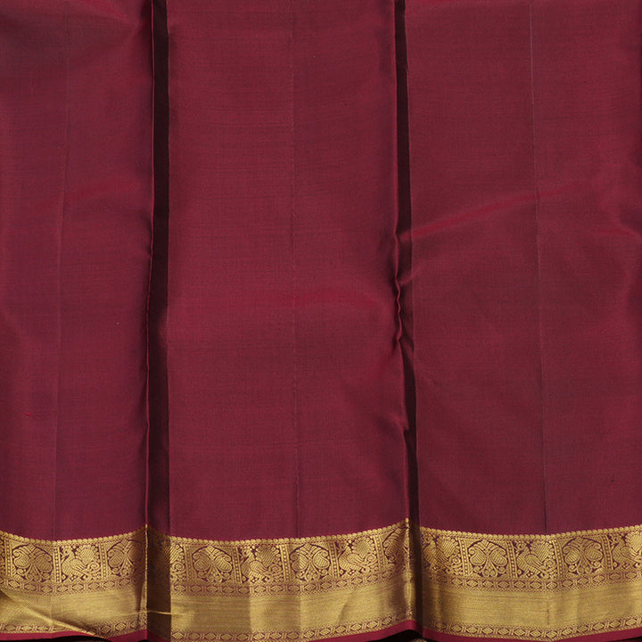 Hayagrivas handloom kanjivaram silk saree in bottle green with wine maroon KBE304E19-1