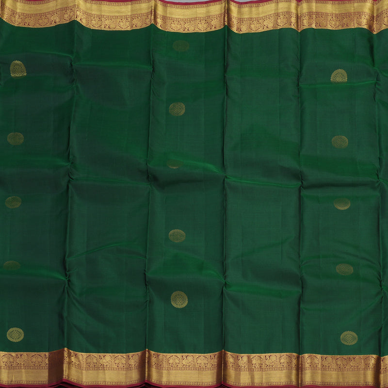 Hayagrivas handloom kanjivaram silk saree in bottle green with wine maroon KBE304E19-1