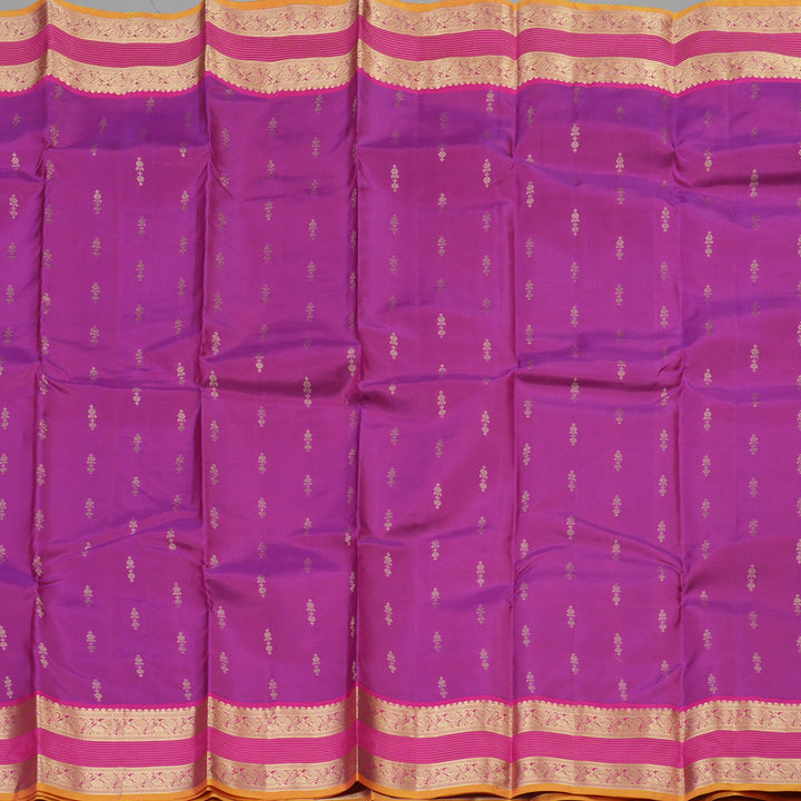 Hayagrivas Handloom Kanjivaram Silk saree in Purple with Pink KBE304E25-2