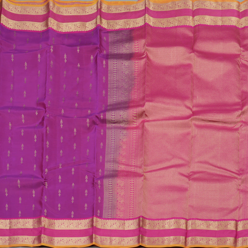 Hayagrivas Handloom Kanjivaram Silk saree in Purple with Pink KBE304E25-2