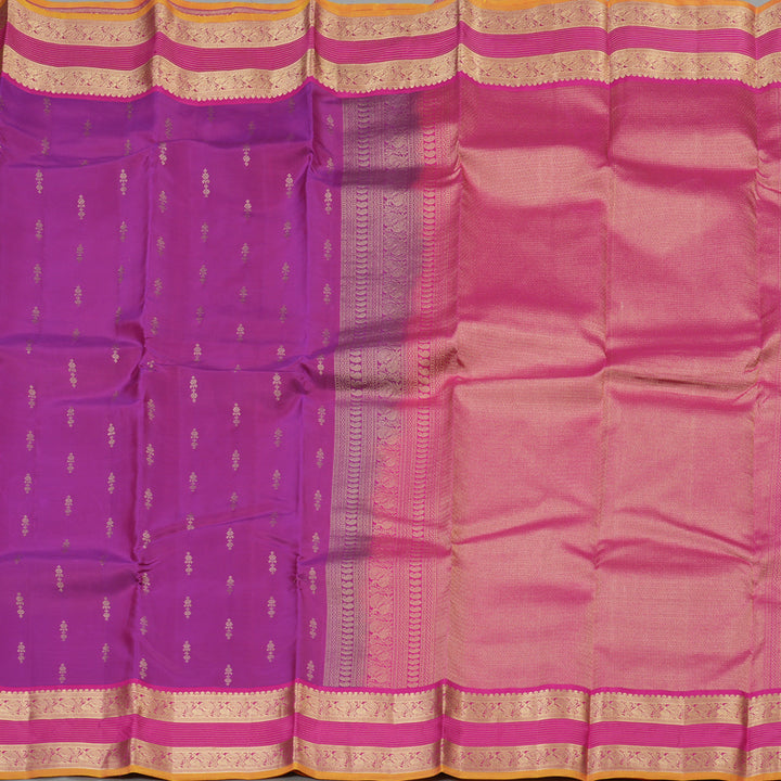 Hayagrivas Handloom Kanjivaram Silk saree in Purple with Pink KBE304E25-2