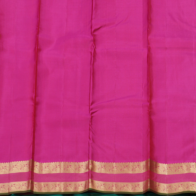 Hayagrivas Handloom Kanjivaram Silk Saree Majestic Blue with Pink KBE304E25-6