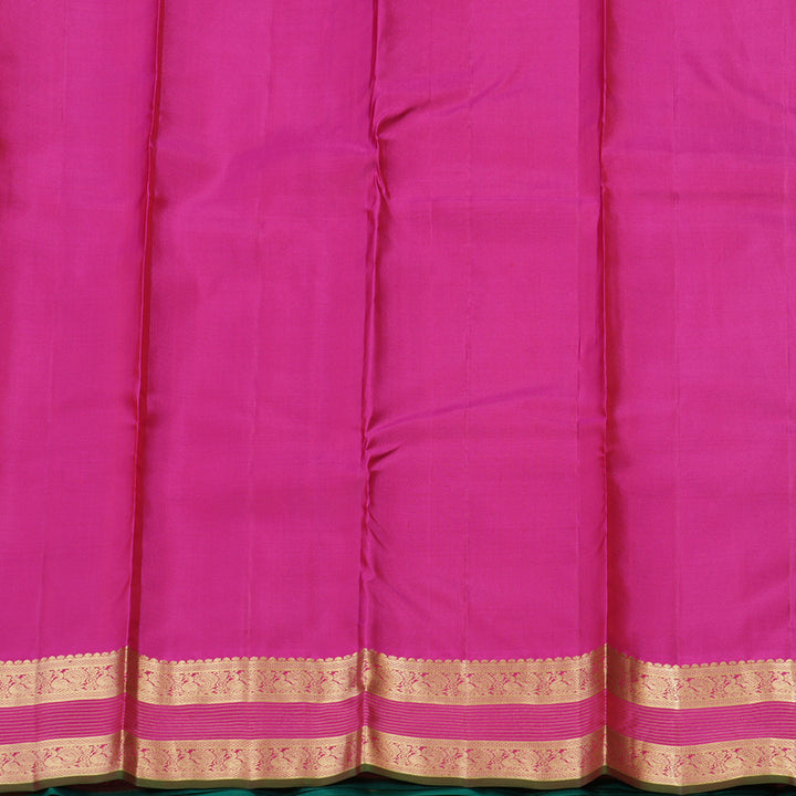 Hayagrivas Handloom Kanjivaram Silk Saree Majestic Blue with Pink KBE304E25-6
