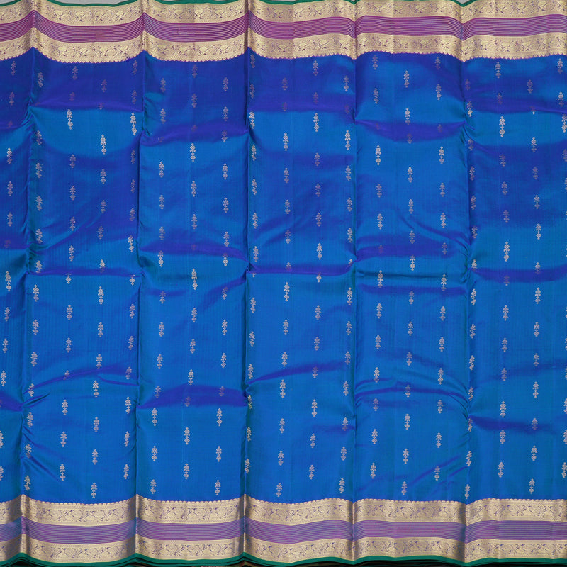 Hayagrivas Handloom Kanjivaram Silk Saree Majestic Blue with Pink KBE304E25-6